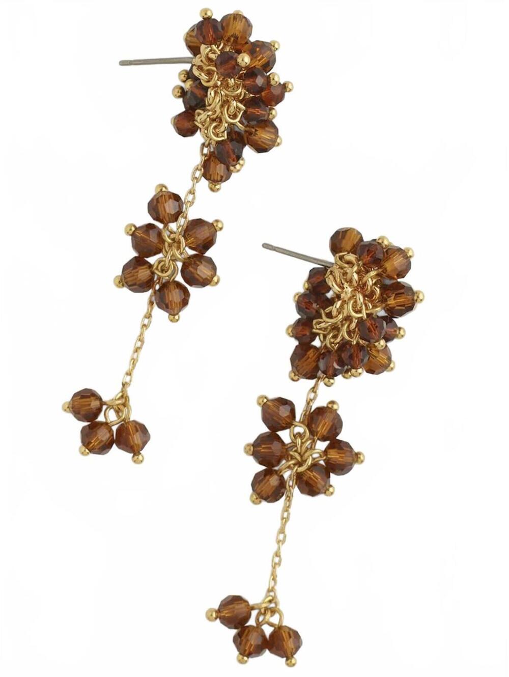 Madewell Beaded Cluster Drop Statement Earrings NWT Molasses